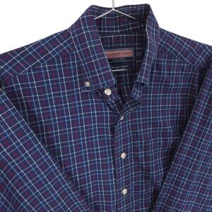 Vineyard Vines Flannel Shirt Mens S Blue Check Murray Button Down Long Sleeve